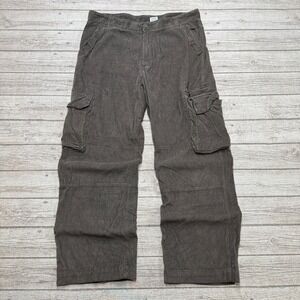 725 Originals Cargo Pants Men's 38 Gray Corduroy Wide Leg Baggy Utility Trousers